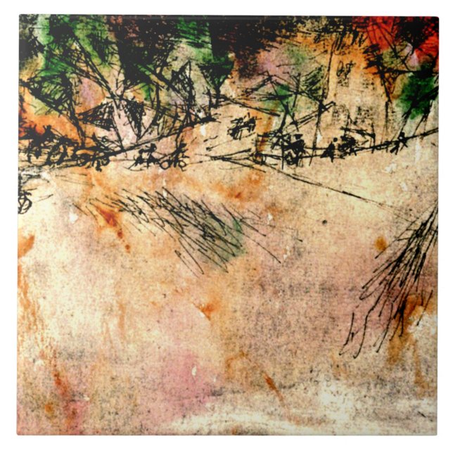 Klee - Vägknutpunkt (kol teckning) Kakelplatta (Framsidan)