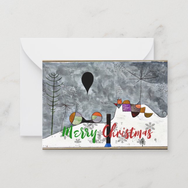 Klee - vintermålning, julhälsningar anteckningskort (Framsida)