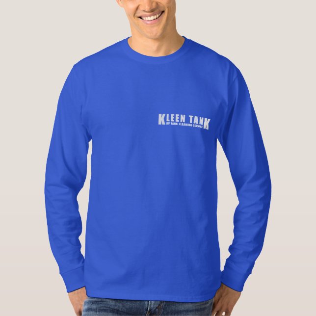 Kleen Tank Långärmad Vit på Blå Anpassningsbar  T Shirt (Framsida)