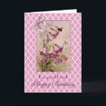 Klein Lila Bellros Campanula Friend Birthday Kort<br><div class="desc">grattis på födelsedagen för en speciell vän. Insida: "En vän är en gåva till dig själv,  ge." Lila Bellblommor eller Campanula-blommar av konstnären Catharina Klein,  alias. Catharine,  1861-1929. En lila platinabruk tillför lite elegans. Bakgrunden är en quatrefoliedesign. Njut.</div>