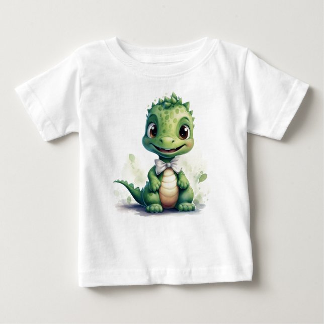 Kleine groene Dino T Shirt (Framsida)