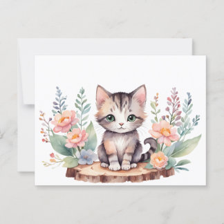Kleine Katze mit Blumen Vykort