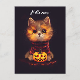 Kleine niedliche Katze im Halloweenkostüm. Vykort