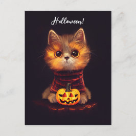 Kleine niedliche Katze im Halloweenkostüm. Vykort