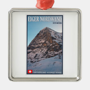 Kleine Scheidegg - den norr väggen av Eigeren Julgransprydnad Metall