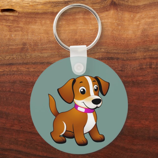 Kleiner brauner Hund, stehend -  Nyckelring (Baksida)