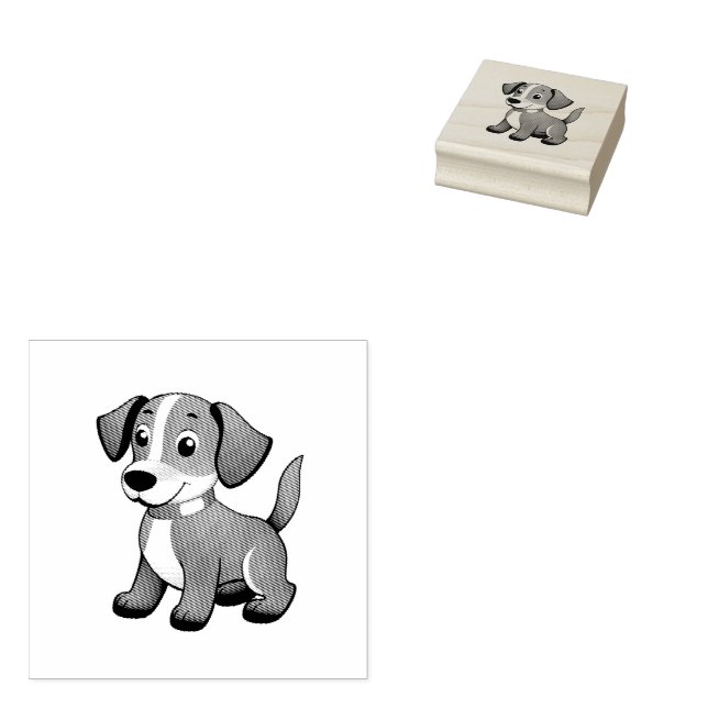 Kleiner brauner Hund, stehend -  Stämpel (Stämplad)