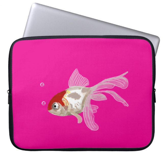 Kleiner Goldfisch auf transparentem Untergund Laptop Fodral (Framsidan)