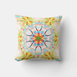 Klekt gult, kornigt struktur, blomkalejdoskop kudde