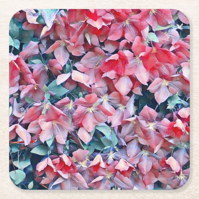 Klematisblommor Underlägg Papper Kvadrat (Framsidan)