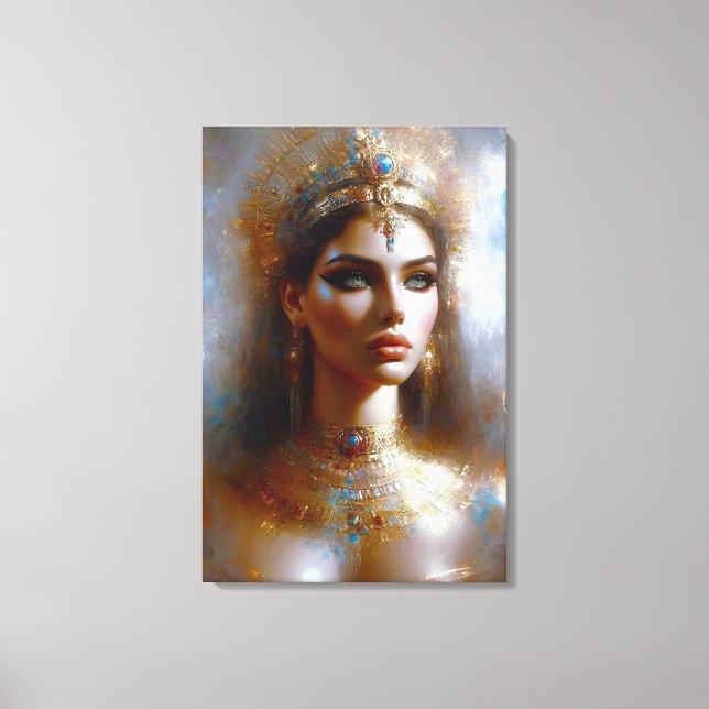 Kleopatra Porträt in Goldener Majestät Canvastryck (Framsida)