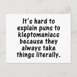 Kleptomaniac pun vykort