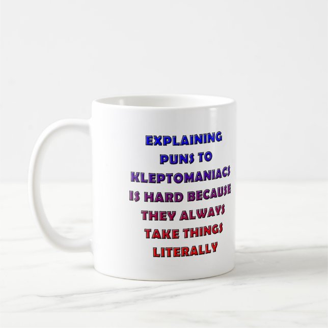 Kleptomaniska skämt Rolig presentmugg eller resemu Kaffemugg (Vänster)