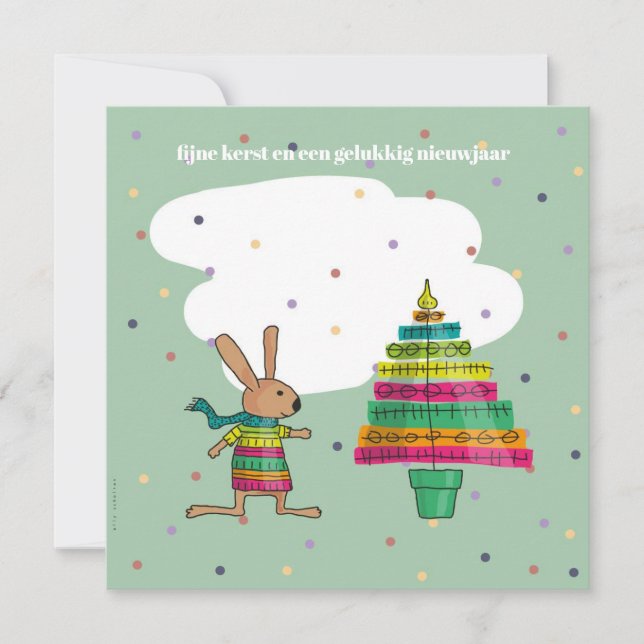 kleurige kerstboom kort (Framsida)