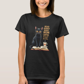 Klever läsning förbjuden katt t shirt