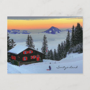 Klewenalp Schweiz Ski Resort Swiss Alp Sunset Vykort