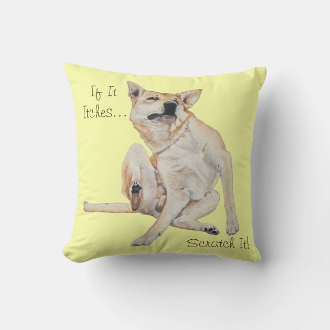 klia hund som skrapar målning med rolig slogan kudde (Framsida)