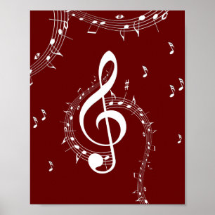 Kliactic G Clef Music Red Poster