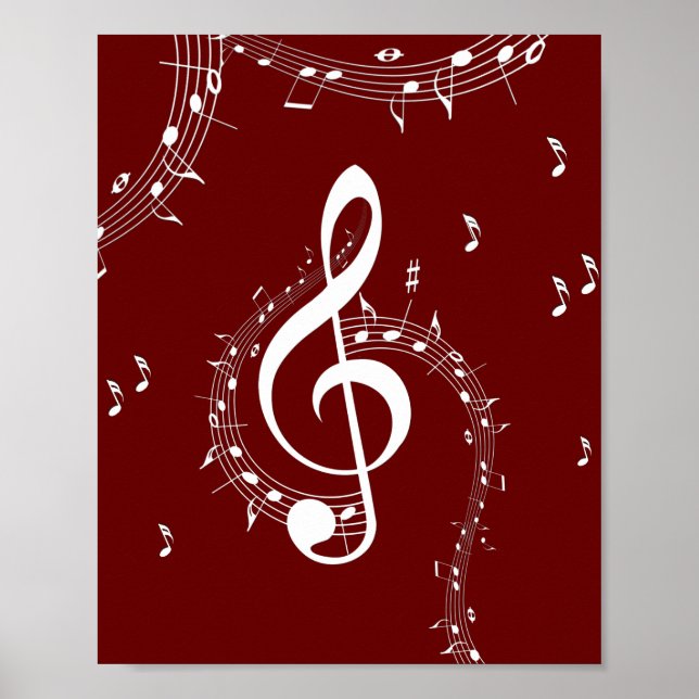 Kliactic G Clef Music Red Poster (Framsidan)