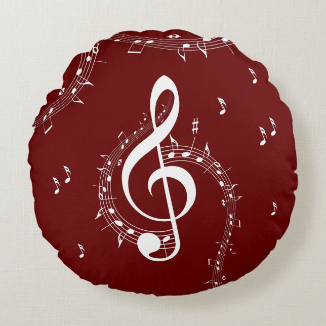 Kliactic G Clef Music Red Rund Kudde (Framsidan)