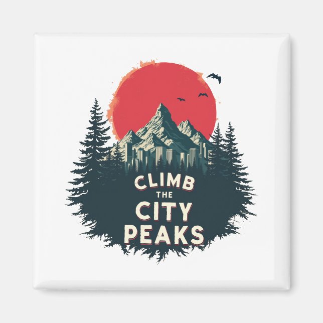 Klib City Peaks - Mountaineer Äventyr Awai Magnet (Framsidan)