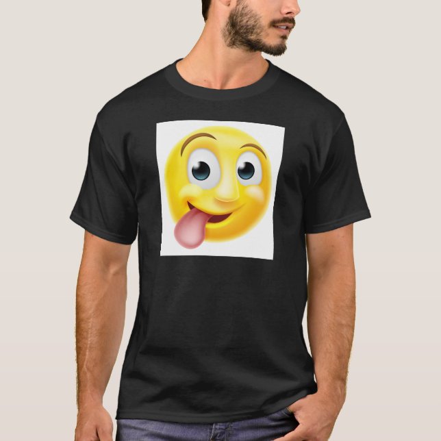 Klibba den Emoji för tunga ut emoticonen T Shirt (Framsida)