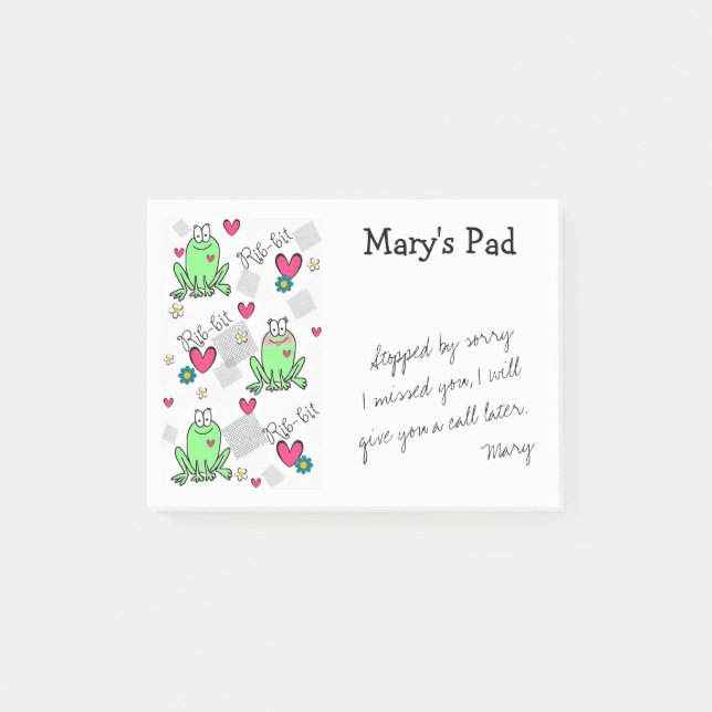 Klibbig groda (noterar), post-it block (Framsida)