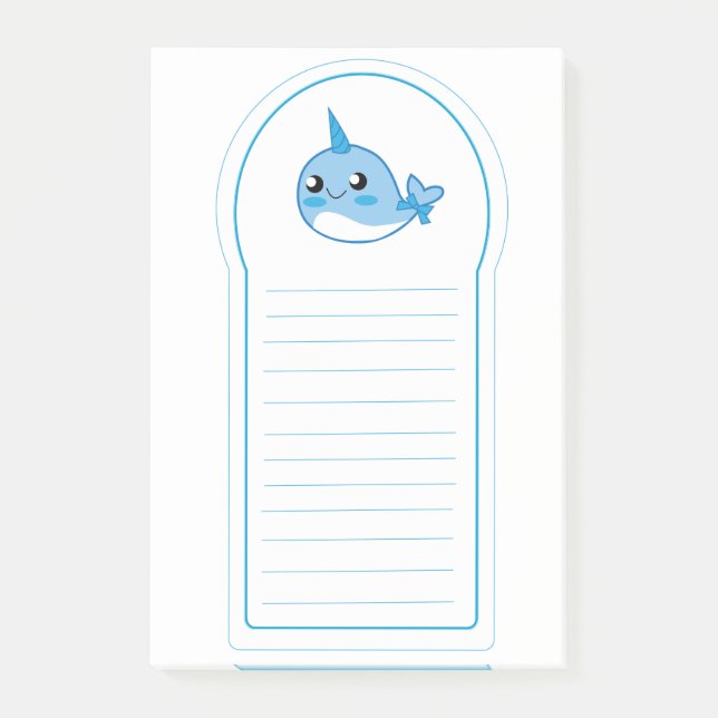 Klibbiga Narwal vadderar Post-it Block (Framsida)