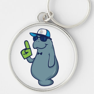 Klibbigt lösenord Keychain - Herr Manatee Rund Silverfärgad Nyckelring
