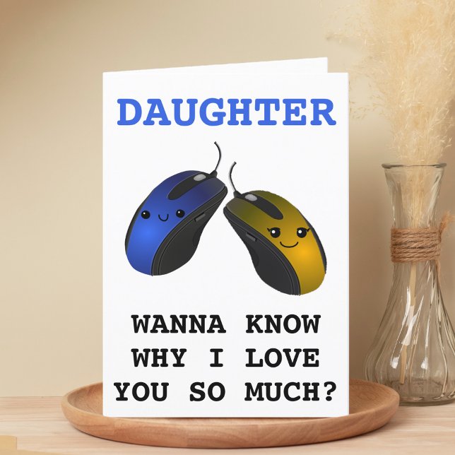 Klick Daughn Grattis på födelsedagen Tack Kort (Funny Computer Mouse Click Daughter Happy Birthday Thank You Card)