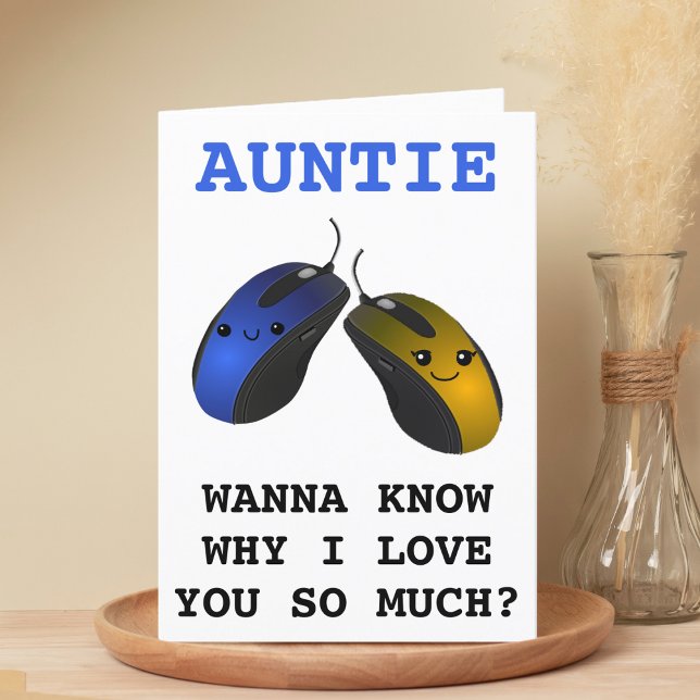 Klick på Moster Grattis på födelsedagen Tack Kort (Funny Computer Mouse Click Aunt Happy Birthday Thank You Card)