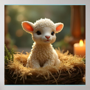 KLICKA LITTLE LAMB PÅ ETT MANGER POSTER