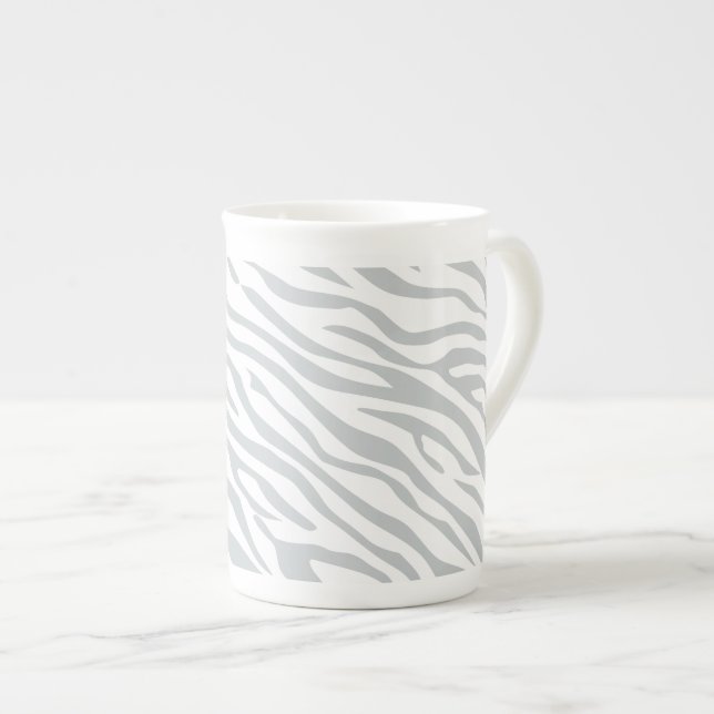Klicka på Magic Zebra ränder för att anpassa Grått Benporslin Mugg (Framsida höger)