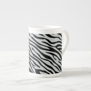 Klicka på Magic Zebra ränder för att anpassa Grått Benporslin Mugg