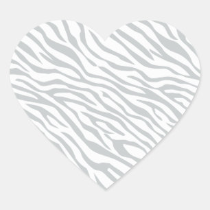 Klicka på Magic Zebra ränder för att anpassa Grått Hjärtformat Klistermärke