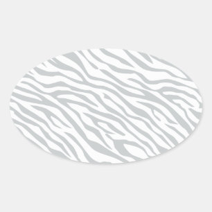 Klicka på Magic Zebra ränder för att anpassa Grått Ovalt Klistermärke