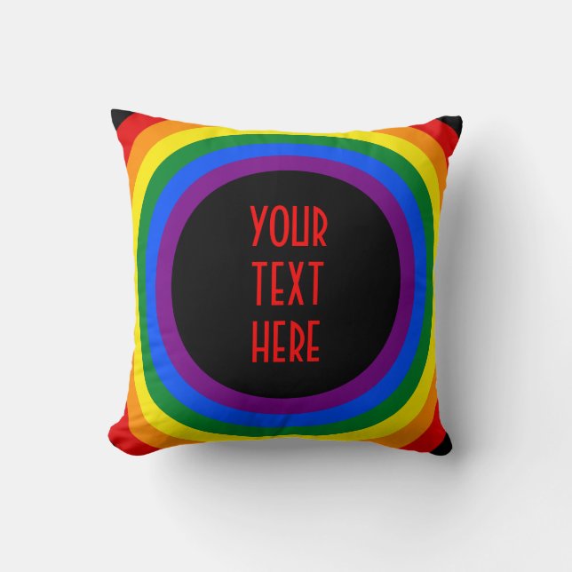 KLICKA PÅ RAINBOW FLAGGA + tecken eller text Kudde (Framsida)