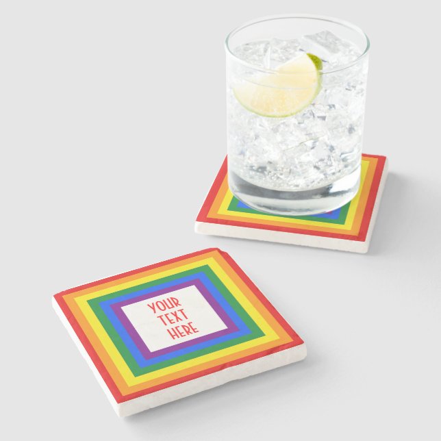 KLICKA PÅ RAINBOW FLAGGA + tecken eller text Stenunderlägg (Sidan)
