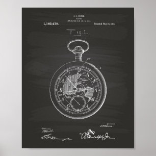 Klicka på Vår Watch 1916 Patent Art Chalkboard Poster