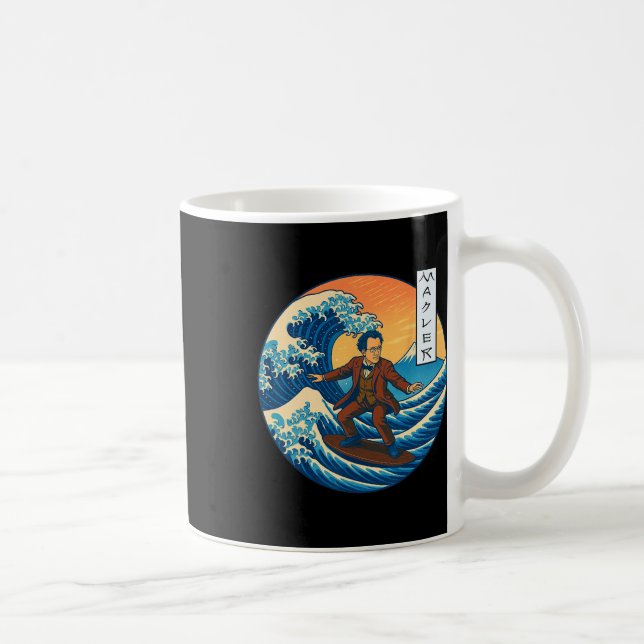 Klickande musiker Mahler Ukiyo-e Surfing  Kaffemugg (Höger)
