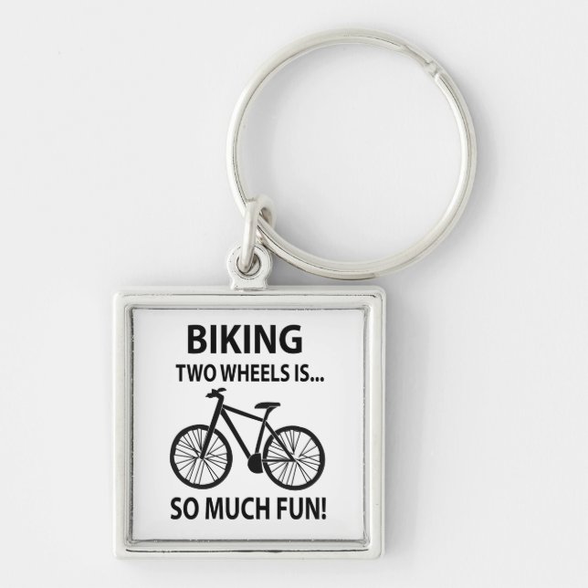 Klickcykelcykelcykelcykelcykelcykelbyte Fyrkantig Silverfärgad Nyckelring (Framsidan)