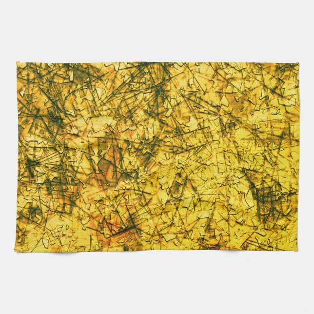 Klickor på en bild med lätt fläckig  gult kökshandduk (Horisontell)