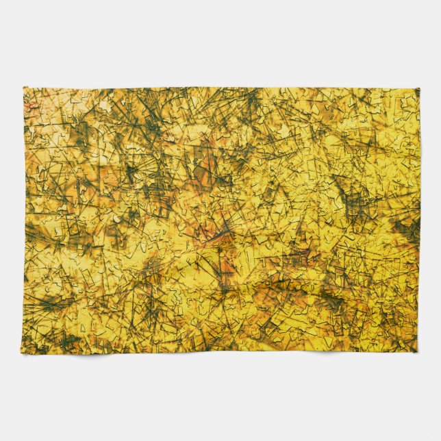 Klickor på en bild med lätt fläckig  gult kökshandduk (Horisontell)