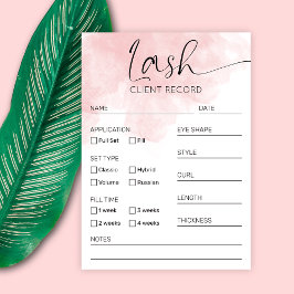 Klientformulär för  vattenfärgssalon för Lash-till Visitkort