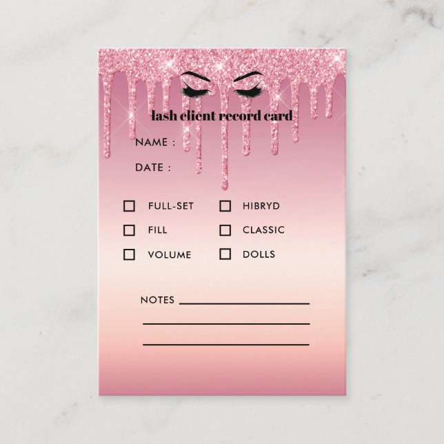 Klientkonsultation för Glitter Eyelash Extension Visitkort (Framsida)