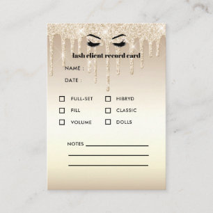 Klientkonsultation för Guld Glitter Eyelash Visitkort