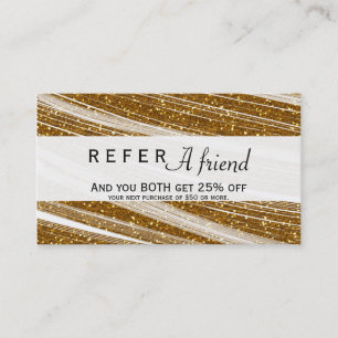 Klientkort för Guld Faux Glitter & White Chic Rabattkort