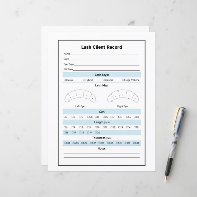 Klientpost för Lash-tillägg (Fram/Back In Situ)