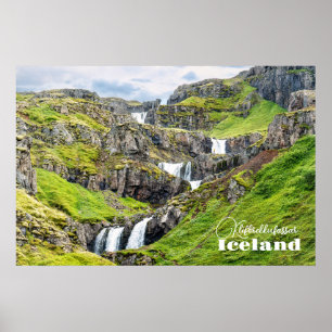 Klifbrekkufossar, Islandet Poster