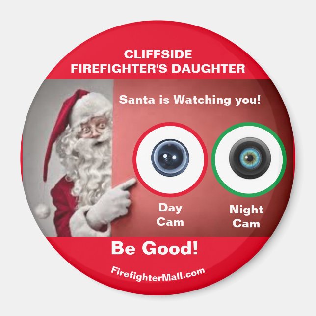 KLIFFSIDE FIREFIGHTER'S DAUGHTER Santa tittar på Magnet (Framsidan)
